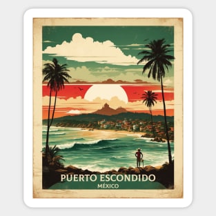 Puerto Escondido Oaxaca Mexico Vintage Tourism Travel Sticker